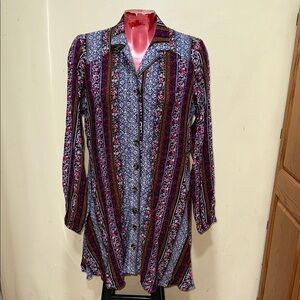 Natural Life Floral Shirt Dress Size M